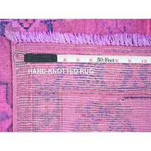 Load image into Gallery viewer, 5&#39;10&quot;x9&#39;1&quot; Fuscia Pink, Hand Knotted, Overdyed Kazak With All Over Star Design, 100% Wool, Oriental Rug FWR121674