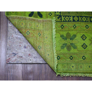 5'9"x8'7" Pickle Green, Overdyed Kazak With All Over Geometric Pattern, Hand Knotted, 100% Wool, Oriental Rug FWR121680