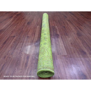 5'9"x8'7" Pickle Green, Overdyed Kazak With All Over Geometric Pattern, Hand Knotted, 100% Wool, Oriental Rug FWR121680