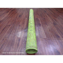 Load image into Gallery viewer, 5&#39;9&quot;x8&#39;7&quot; Pickle Green, Overdyed Kazak With All Over Geometric Pattern, Hand Knotted, 100% Wool, Oriental Rug FWR121680