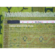 Load image into Gallery viewer, 5&#39;9&quot;x8&#39;7&quot; Pickle Green, Overdyed Kazak With All Over Geometric Pattern, Hand Knotted, 100% Wool, Oriental Rug FWR121680