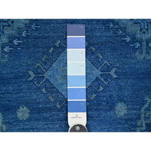 Load image into Gallery viewer, 5&#39;9&quot;x8&#39;7&quot; Imperial Blue, Overdyed Kazak with Geometric Medallions Design, Pure Wool, Hand Knotted, Oriental Rug FWR121686