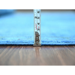 5'9"x8'7" Imperial Blue, Overdyed Kazak with Geometric Medallions Design, Pure Wool, Hand Knotted, Oriental Rug FWR121686