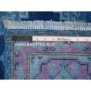 5'9"x8'7" Imperial Blue, Overdyed Kazak With Geometric Medallions Design, Pure Wool, Hand Knotted, Oriental Rug FWR121686