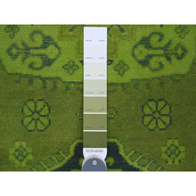 Load image into Gallery viewer, 4&#39;8&quot;x6&#39;3&quot; Moss Green, Overdyed Kazak with Tribal Medallion Design, 100% Wool, Hand Knotted, Oriental Rug FWR121692