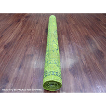 Load image into Gallery viewer, 4&#39;8&quot;x6&#39;3&quot; Moss Green, Overdyed Kazak with Tribal Medallion Design, 100% Wool, Hand Knotted, Oriental Rug FWR121692