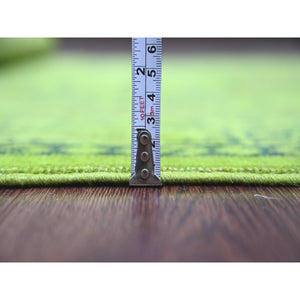 4'8"x6'3" Moss Green, Overdyed Kazak with Tribal Medallion Design, 100% Wool, Hand Knotted, Oriental Rug FWR121692