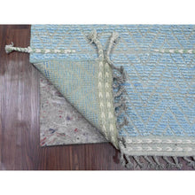 Load image into Gallery viewer, 2&#39;6&quot;x10&#39;5&quot; Ruddy Blue, Soft Wool, Moroccan Weave With Geometric Pattern, Hand Knotted, Textured Pile, Runner, Oriental Rug FWR121704