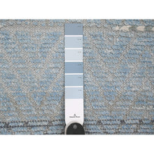 Load image into Gallery viewer, 2&#39;6&quot;x10&#39;5&quot; Ruddy Blue, Soft Wool, Moroccan Weave With Geometric Pattern, Hand Knotted, Textured Pile, Runner, Oriental Rug FWR121704
