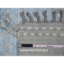 Load image into Gallery viewer, 2&#39;6&quot;x10&#39;5&quot; Ruddy Blue, Soft Wool, Moroccan Weave With Geometric Pattern, Hand Knotted, Textured Pile, Runner, Oriental Rug FWR121704