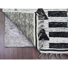 Load image into Gallery viewer, 2&#39;6&quot;x11&#39; Alabaster White, Moroccan Weave With Geometric Pattern, Informal Look, Hand Knotted, Textured Pile, Soft Wool, Runner, Oriental Rug FWR121710