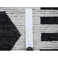 Load image into Gallery viewer, 2&#39;6&quot;x11&#39; Alabaster White, Moroccan Weave with Geometric Pattern, Informal Look, Hand Knotted, Textured Pile, Soft Wool, Runner, Oriental Rug FWR121710