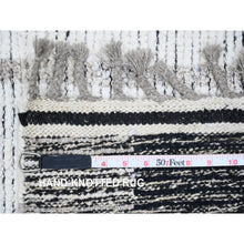 Load image into Gallery viewer, 2&#39;6&quot;x11&#39; Alabaster White, Moroccan Weave With Geometric Pattern, Informal Look, Hand Knotted, Textured Pile, Soft Wool, Runner, Oriental Rug FWR121710