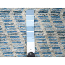 Load image into Gallery viewer, 2&#39;5&quot;x10&#39;6&quot; Imperial Blue, Moroccan Weave With Geometric Zig Zag Pattern, Soft Wool, Hand Knotted, Textured Pile, Runner, Oriental Rug FWR121722