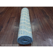 Load image into Gallery viewer, 2&#39;5&quot;x10&#39;6&quot; Imperial Blue, Moroccan Weave With Geometric Zig Zag Pattern, Soft Wool, Hand Knotted, Textured Pile, Runner, Oriental Rug FWR121722