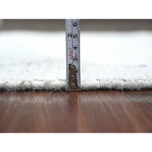 Load image into Gallery viewer, 2&#39;6&quot;x10&#39;6&quot; Oyster White, Hand Knotted, Moroccan Weave with Geometric Serrated Line Design, Textured Pile, Soft Wool, Runner, Oriental Rug FWR121728