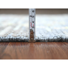 Load image into Gallery viewer, 2&#39;5&quot;x8&#39;4&quot; Shades of Gray, Moroccan Weave with Geometric Serrated Pattern, Hand Knotted, Textured Pile, Soft Wool, Runner, Oriental Rug FWR121740