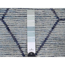 Load image into Gallery viewer, 2&#39;5&quot;x10&#39;3&quot; Beau Blue, Moroccan Weave With Geometric Pattern, Textured Pile, Hand Knotted, Soft Wool, Runner, Oriental Rug FWR121746