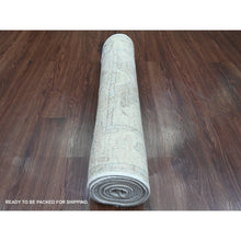 Load image into Gallery viewer, 2&#39;7&quot;x9&#39;9&quot; Fossil Gray, Afghan Angora Oushak with Large Leaf Design, Hand Knotted, Veggie Dyes, Pure Wool, Runner, Oriental Rug FWR121764