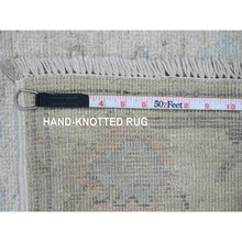 Load image into Gallery viewer, 2&#39;7&quot;x9&#39;9&quot; Fossil Gray, Afghan Angora Oushak With Large Leaf Design, Hand Knotted, Veggie Dyes, Pure Wool, Runner, Oriental Rug FWR121764