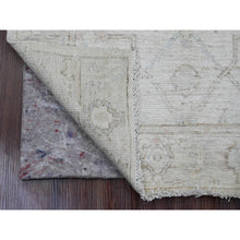 Load image into Gallery viewer, 3&#39;x9&#39;5&quot; Lace White, Hand Knotted, Afghan Angora Oushak With All Over Vines Design, Natural Dyes, 100% Wool, Oriental Rug FWR121776