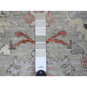 3'x4'9" Stone Gray, Hand Knotted, Afghan Angora Oushak With Floral Pattern, Vegetable Dyes, 100% Wool, Oriental Rug FWR121794