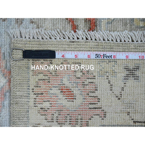 3'x4'9" Stone Gray, Hand Knotted, Afghan Angora Oushak With Floral Pattern, Vegetable Dyes, 100% Wool, Oriental Rug FWR121794
