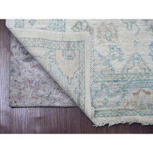 Load image into Gallery viewer, 2&#39;8&quot;x11&#39;4&quot; Bone White, Geometric Leaf Design, Afghan Angora Oushak, Hand Knotted, Natural Dyes, 100% Wool, Runner, Oriental Rug FWR121800