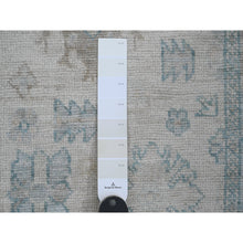 Load image into Gallery viewer, 2&#39;8&quot;x11&#39;4&quot; Bone White, Geometric Leaf Design, Afghan Angora Oushak, Hand Knotted, Natural Dyes, 100% Wool, Runner, Oriental Rug FWR121800
