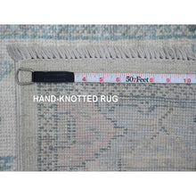 Load image into Gallery viewer, 2&#39;8&quot;x11&#39;4&quot; Bone White, Geometric Leaf Design, Afghan Angora Oushak, Hand Knotted, Natural Dyes, 100% Wool, Runner, Oriental Rug FWR121800