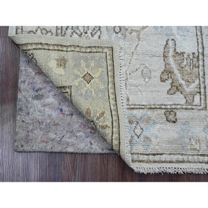 2'7"x9'9" Misty Gray, Afghan Angora Oushak with All Over Leaf Design, Natural Dyes, Hand Knotted, Pure Wool, Runner, Oriental Rug FWR121806