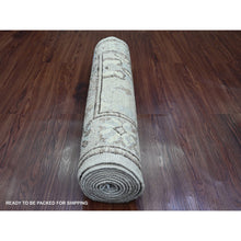 Load image into Gallery viewer, 2&#39;7&quot;x9&#39;9&quot; Misty Gray, Afghan Angora Oushak With All Over Leaf Design, Natural Dyes, Hand Knotted, Pure Wool, Runner, Oriental Rug FWR121806