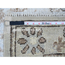 Load image into Gallery viewer, 2&#39;7&quot;x9&#39;9&quot; Misty Gray, Afghan Angora Oushak with All Over Leaf Design, Natural Dyes, Hand Knotted, Pure Wool, Runner, Oriental Rug FWR121806