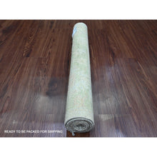 Load image into Gallery viewer, 2&#39;10&quot;x5&#39;9&quot; Alabaster White, Hand Knotted, Afghan Angora Oushak With Leaf Design, Veggie Dyes, 100% Wool, Runner, Oriental Rug FWR121848