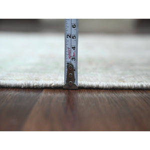 2'10"x5'9" Alabaster White, Hand Knotted, Afghan Angora Oushak With Leaf Design, Veggie Dyes, 100% Wool, Runner, Oriental Rug FWR121848