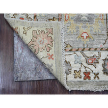 Load image into Gallery viewer, 3&#39;x9&#39;8&quot; Coin Gray, Afghan Angora Oushak with Floral Motifs, Hand Knotted, Veggie Dyes, Pure Wool, Runner, Oriental Rug FWR121878