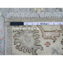 Load image into Gallery viewer, 3&#39;x9&#39;8&quot; Coin Gray, Afghan Angora Oushak With Floral Motifs, Hand Knotted, Veggie Dyes, Pure Wool, Runner, Oriental Rug FWR121878