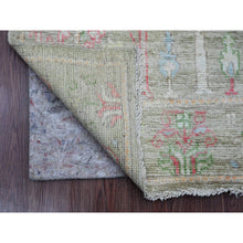 Load image into Gallery viewer, 3&#39;2&quot;x4&#39;10&quot; Swamp Green, Afghan Angora Oushak With Cypress And Willow Tree Design, Hand Knotted, Veggie Dyes, Pure Wool, Oriental Rug FWR121890