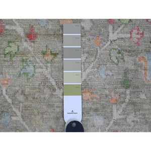3'2"x4'10" Swamp Green, Afghan Angora Oushak With Cypress And Willow Tree Design, Hand Knotted, Veggie Dyes, Pure Wool, Oriental Rug FWR121890
