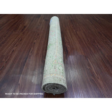 Load image into Gallery viewer, 3&#39;2&quot;x4&#39;10&quot; Swamp Green, Afghan Angora Oushak With Cypress And Willow Tree Design, Hand Knotted, Veggie Dyes, Pure Wool, Oriental Rug FWR121890