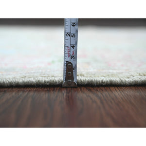 3'2"x4'10" Swamp Green, Afghan Angora Oushak With Cypress And Willow Tree Design, Hand Knotted, Veggie Dyes, Pure Wool, Oriental Rug FWR121890