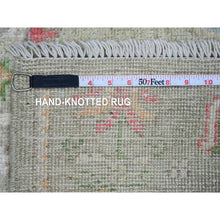 Load image into Gallery viewer, 3&#39;2&quot;x4&#39;10&quot; Swamp Green, Afghan Angora Oushak With Cypress And Willow Tree Design, Hand Knotted, Veggie Dyes, Pure Wool, Oriental Rug FWR121890