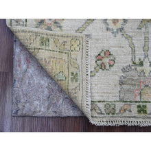 Load image into Gallery viewer, 2&#39;x3&#39; Chiffon White, Afghan Angora Oushak With Colorful Leaf Pattern, Hand Knotted, Natural Dyes, Pure Wool, Mat, Oriental Rug FWR121914