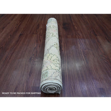 Load image into Gallery viewer, 2&#39;x3&#39; Chiffon White, Afghan Angora Oushak With Colorful Leaf Pattern, Hand Knotted, Natural Dyes, Pure Wool, Mat, Oriental Rug FWR121914