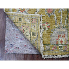 Load image into Gallery viewer, 1&#39;10&quot;x3&#39;2&quot; Citrine Yellow, Afghan Angora Oushak With Floral Pattern, Hand Knotted, Vegetable Dyes, 100% Wool, Mat, Oriental Rug FWR121932
