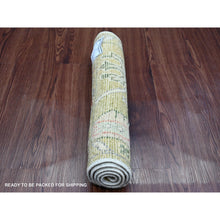 Load image into Gallery viewer, 1&#39;10&quot;x3&#39;2&quot; Citrine Yellow, Afghan Angora Oushak With Floral Pattern, Hand Knotted, Vegetable Dyes, 100% Wool, Mat, Oriental Rug FWR121932