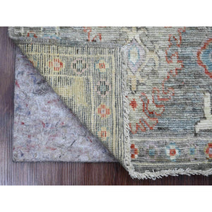 2'1"x3'5" Spanish Gray, Hand Knotted, Afghan Angora Oushak With Leaf Design, Veggie Dyes, Pure Wool, Mat, Oriental Rug FWR121938