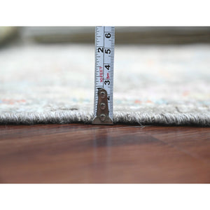 2'1"x3'5" Spanish Gray, Hand Knotted, Afghan Angora Oushak With Leaf Design, Veggie Dyes, Pure Wool, Mat, Oriental Rug FWR121938