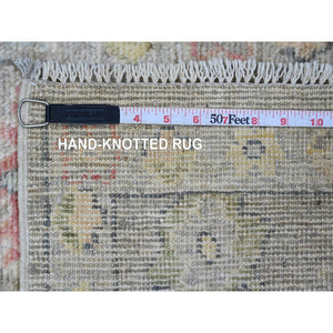 2'x3'2" Sonic Gray, Hand Knotted, Afghan Angora Oushak With Leaf Pattern, Veggie Dyes, 100% Wool, Mat, Oriental Rug FWR121956