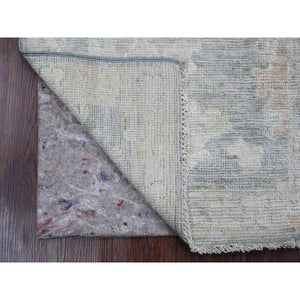 2'x3' Dim Gray, 100% Wool, Afghan Angora Oushak With Large Leaf Pattern, Hand Knotted, Natural Dyes, Mat, Oriental Rug FWR121962